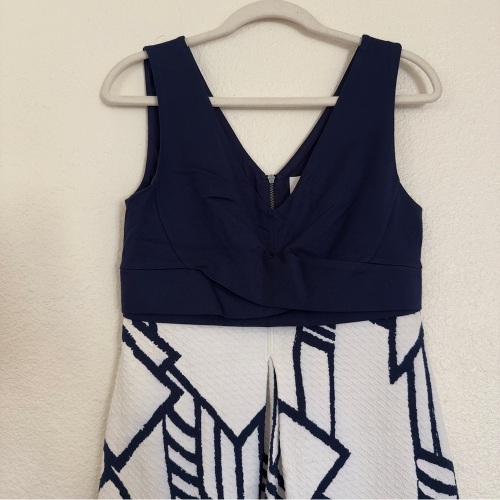 Anthropologie HD in Paris Ardmore Dress White & Navy Blue SZ US 8 - Picture 4 of 9